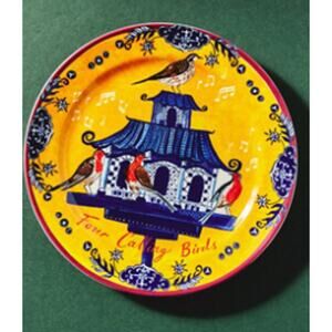 Emily Maude Twelve Days of Christmas Dessert Plate Four Calling Birds Day 4